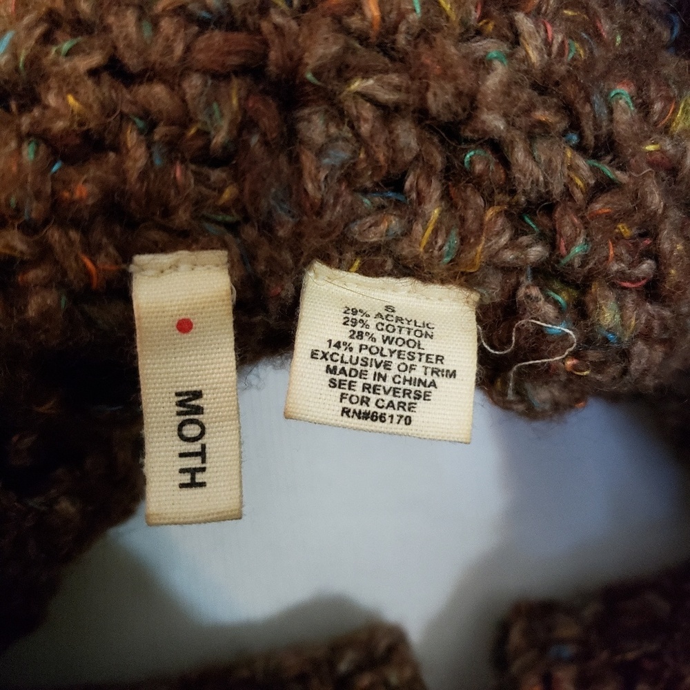 ANTHROPOLOGIE Moth Specked Crochet Knit Cardigan - Picture 3 of 4